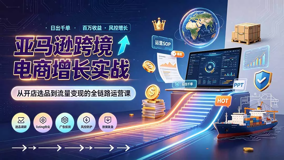 亚马逊0-1孵化特训营8期：从注册风控到稳定日出千单实战，规避审核封店风险，标准化执行流程落地 - 来及网络