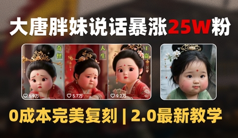 AI大唐胖贵妃说话2.0，40条视频暴涨40w粉，附独家变现攻略 - 来及网络