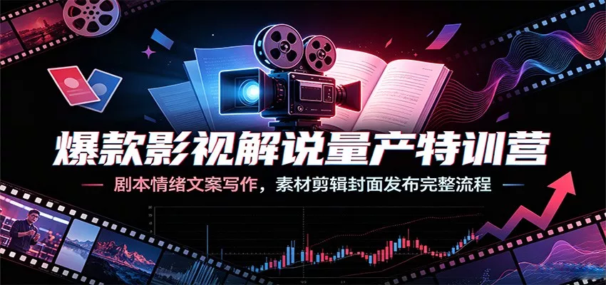 爆款影视解说量产特训营：剧本情绪文案写作，素材剪辑封面发布完整流程 - 来及网络