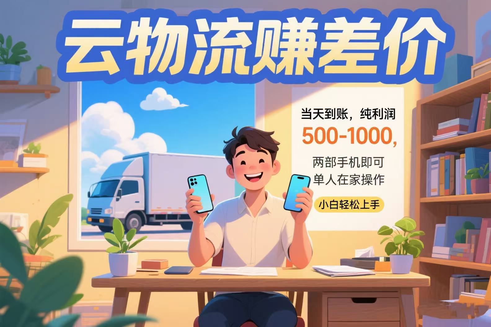 云物流赚差价 当天到账纯利润500-1000 两部手机即可 可单人在家操作 小… - 来及网络
