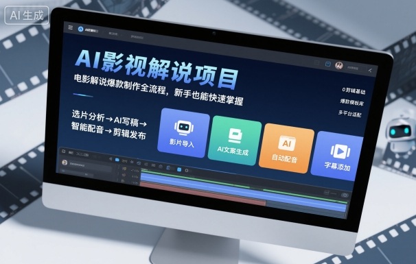 AI影视解说项目，电影解说爆款制作全流程，新手也能快速掌握 - 来及网络
