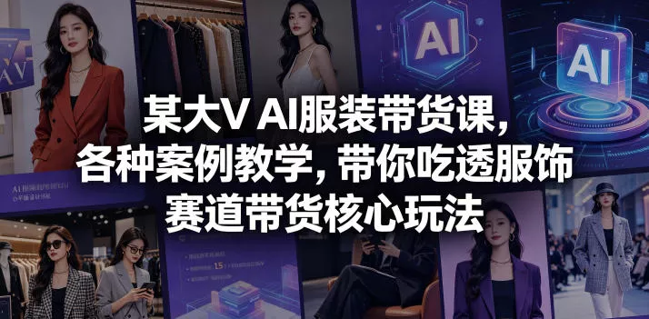 某大V AI服装带货课，各种案例教学，带你吃透服饰赛道带货核心玩法 - 来及网络