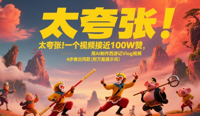 太夸张！一个视频接近100W赞，用AI制作西游记Vlog视频，全流程拆解来了(附万能提示词) - 来及网络