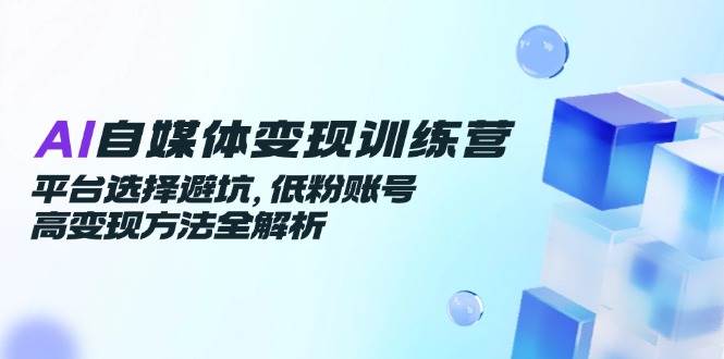 AI自媒体变现训练营，平台选择避坑，低粉账号高变现方法全解析 - 来及网络