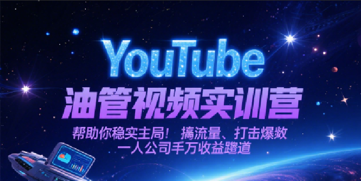 YouTube油管视频实训营，帮助你稳入局、搞流量、打爆款，一人公司千万收益赛道 - 来及网络