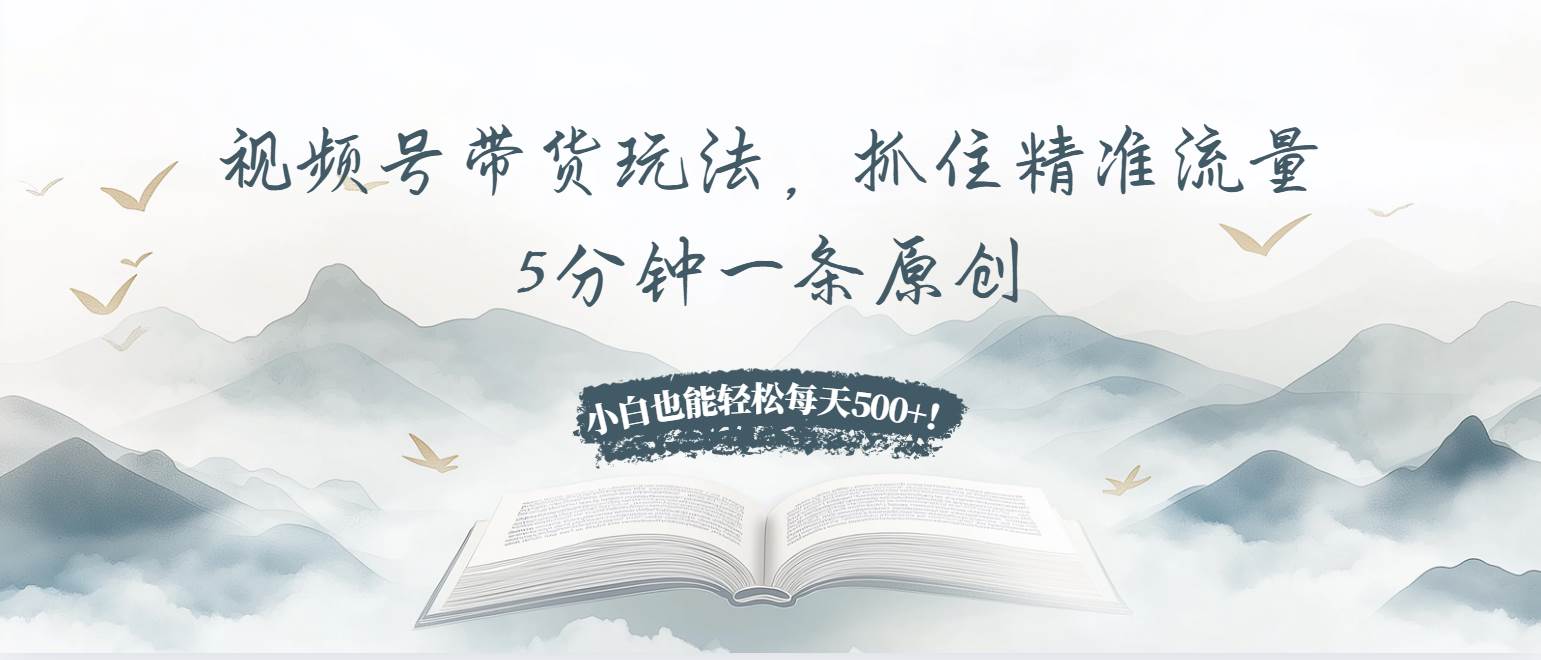 （13492期）视频号带货玩法，抓住精准流量，5分钟一条原创，小白也能轻松每天500+！ - 来及网络