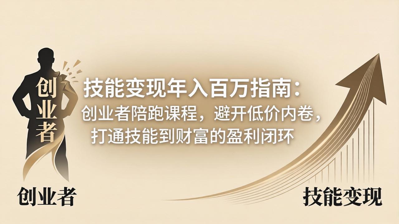 技能变现年入百万指南：创业者陪跑课程，避开低价内卷，打通技能到财富的盈利闭环 - 来及网络