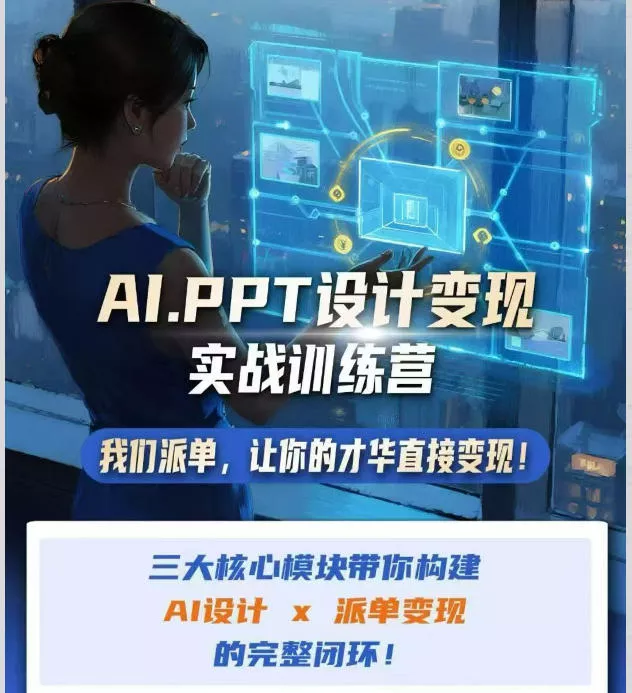 AI+PPT设计变现实战训练营，我们派单，让你的才华直接变现，三大核心模块带你构建Al设计x派单变现的完整闭环 - 来及网络