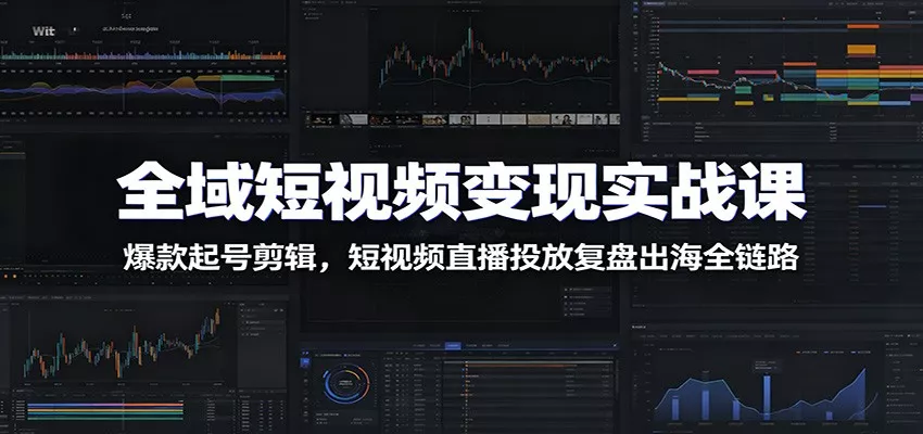 全域短视频变现实战课：爆款起号剪辑，短视频直播投放复盘出海全链路 - 来及网络
