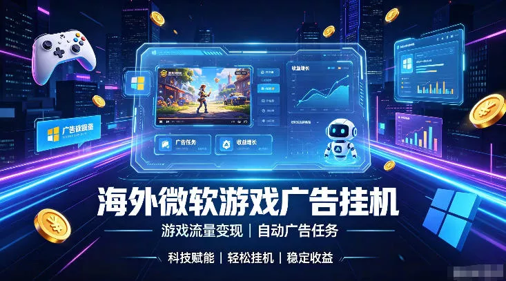 海外游戏广告自动挂G，轻资产海外副业风口，单设备稳定产出500+【揭秘】 - 来及网络