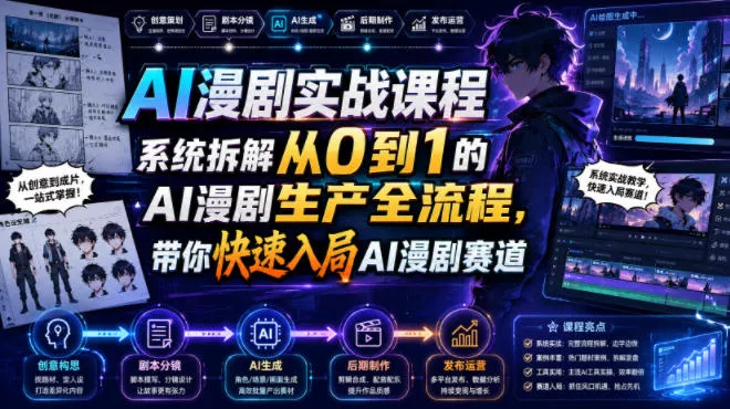 AI漫剧实战课程，系统拆解从0到1的AI漫剧生产全流程，带你快速入局AI漫剧赛道 - 来及网络