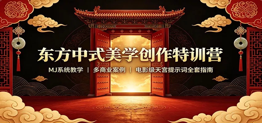 东方中式美学创作特训营：MJ系统教学，多商业案例，电影级天宫提示词全套指南 - 来及网络