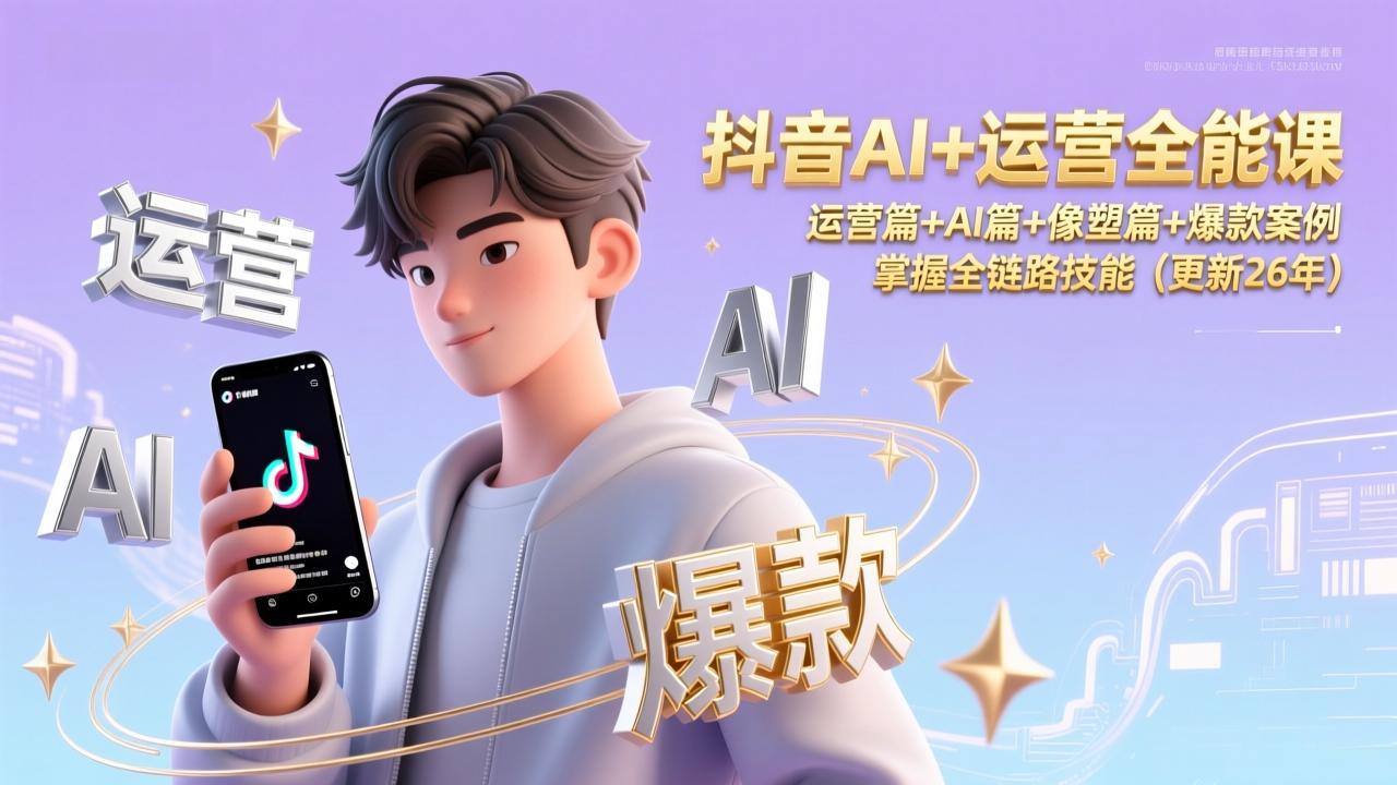抖音AI+运营全能课，运营篇+AI篇+像塑篇+爆款案例，掌握全链路技能(更新26年 - 来及网络