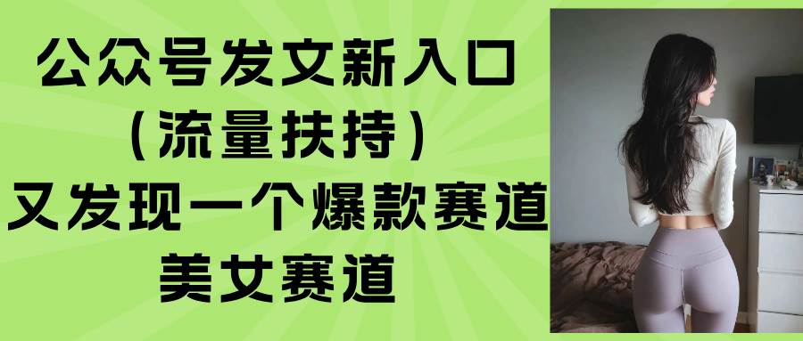 （15781期）公众号发文新入口（流量扶持），又发现一个爆款赛道：美女赛道 - 来及网络