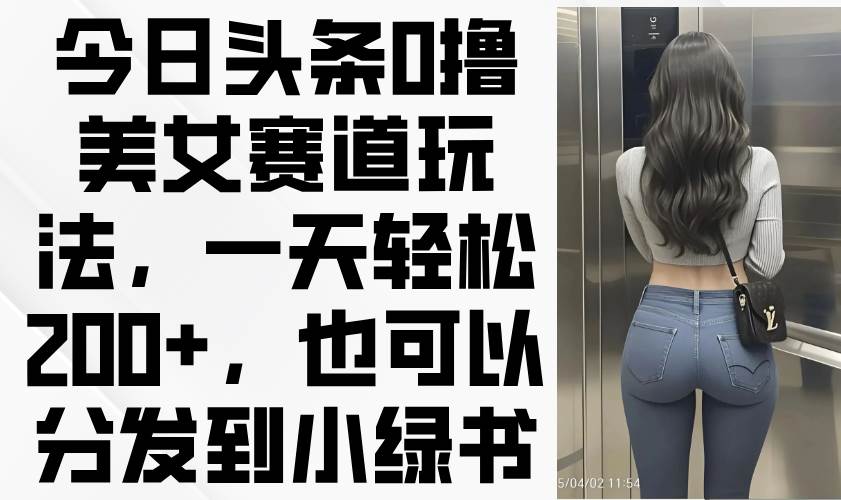 （14393期）今日头条0撸美女赛道玩法，一天轻松200+，也可以分发到小绿书 - 来及网络