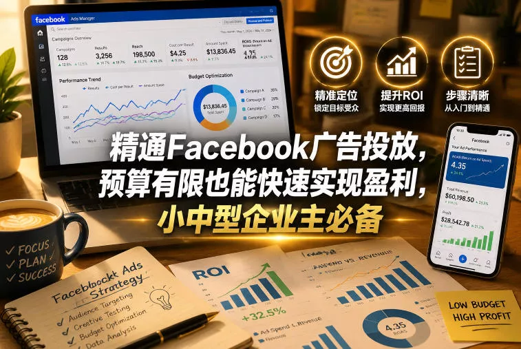 精通Facebook广告投放，预算有限也能快速实现盈利，小中型企业主必备【原创双语字幕】 - 来及网络