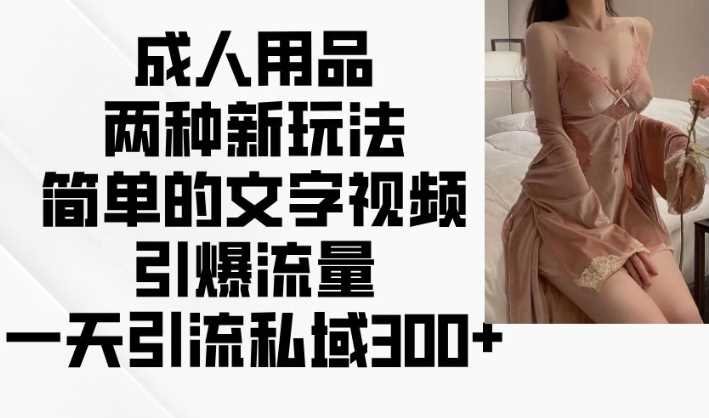 成人用品两种新玩法，简单的文字视频引爆流量，一天引流私域300+ - 来及网络