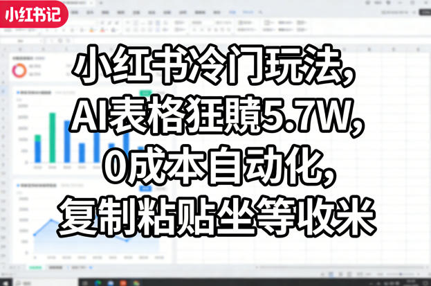 小红书冷门玩法，AI表格狂賺5.7W，0成本自动化，复制粘贴坐等收米 - 来及网络