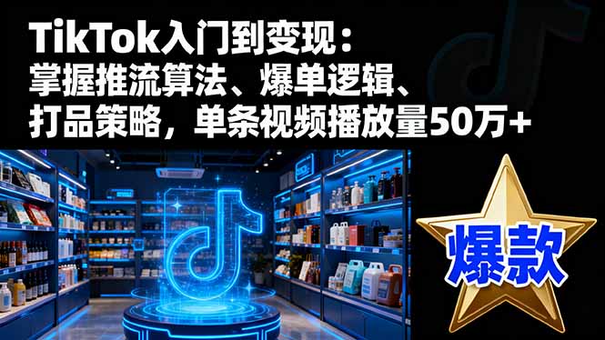 TikTok入门到变现：掌握推流算法、爆单逻辑、打品策略，单条视频播放量50w - 来及网络