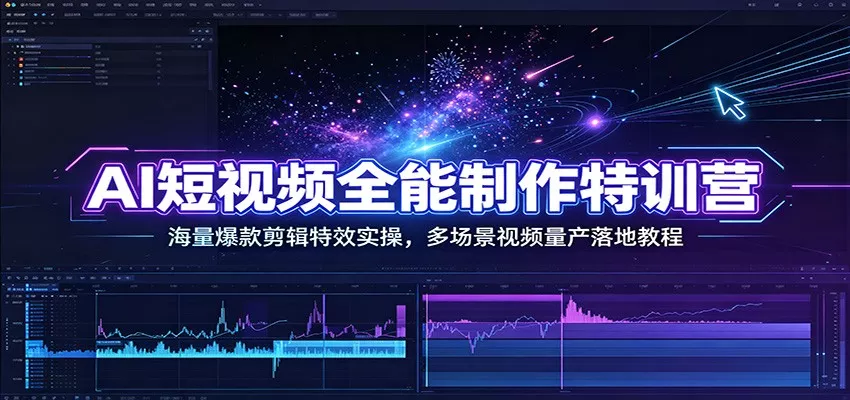 AI短视频全能制作特训营：海量爆款剪辑特效实操，多场景视频量产落地教程 - 来及网络
