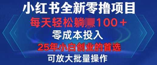 小红书全新纯零撸项目，只要有号就能玩，可放大批量操作，轻松日入100+【揭秘】 - 来及网络