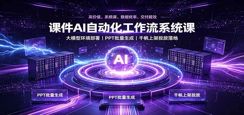 课件AI自动化工作流系统课：大模型环境部署，PPT批量生成，千帆上架投放落地 - 来及网络