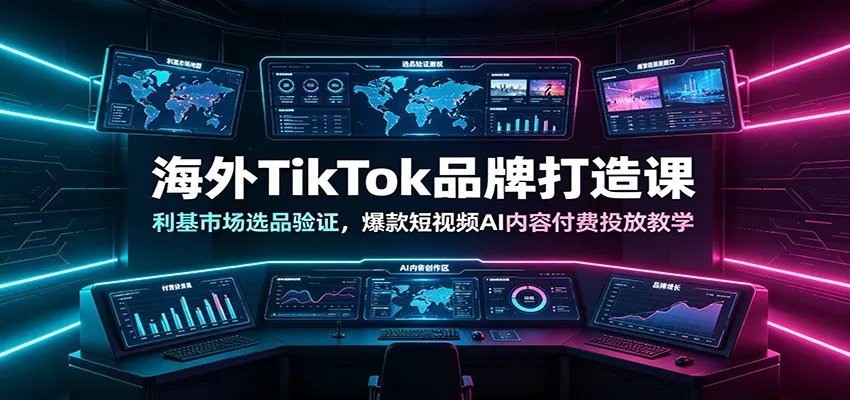海外TikTok品牌打造课：利基市场选品验证，爆款短视频AI内容付费投放教学 - 来及网络