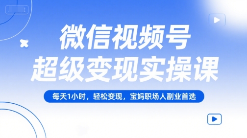 微信视频号超级变现实操课，每天1小时，轻松变现，宝妈职场人副业首选 - 来及网络