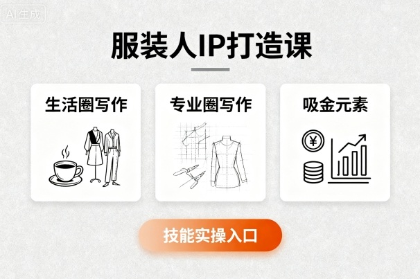 服装人IP打造课，文案创富+生活圈写作+专业圈写作+服装人专属+吸金元素+技能实操 - 来及网络