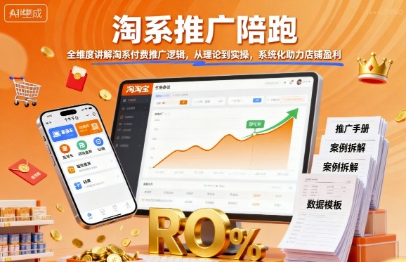 淘系推广陪跑，全维度讲解淘系付费推广逻辑，从理论到实操，系统化助力店铺盈利 - 来及网络