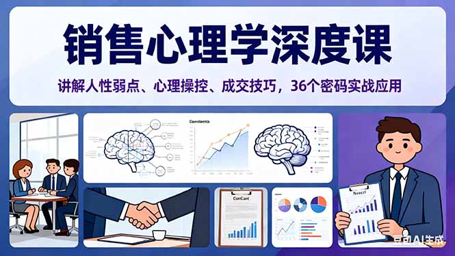 销售心理学深度课，讲解人性弱点、心理操控、成交技巧，36个密码实战应用 - 来及网络