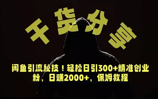 价值6980的干货分享，闲鱼引流秘技！轻松日引300+精准创业粉，2年翻身实现财务自由 - 来及网络