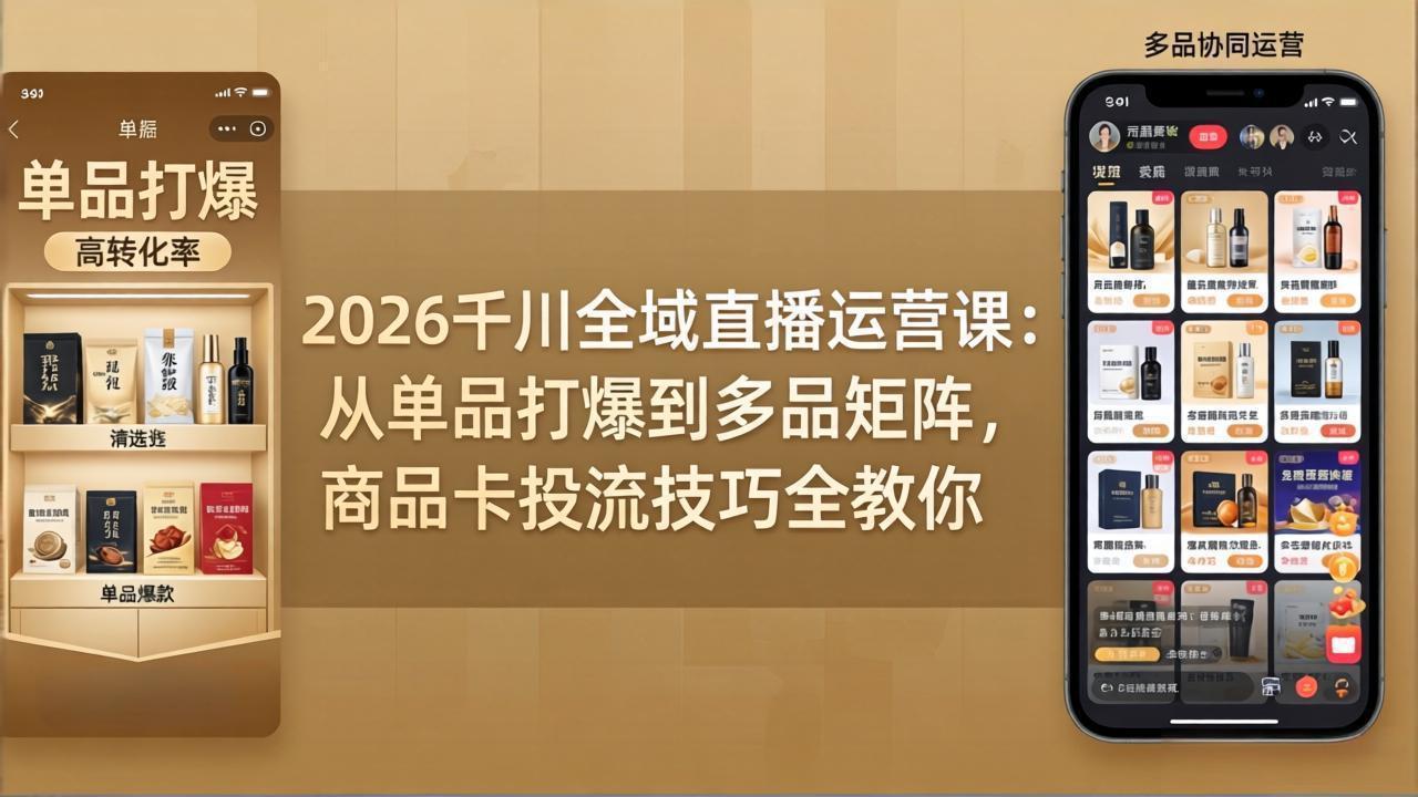 2026千川全域直播运营课：从单品打爆到多品矩阵，商品卡投流技巧全教你 - 来及网络