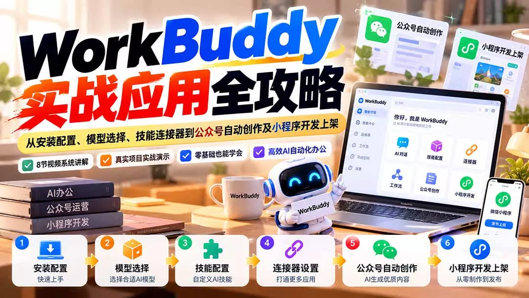 WorkBuddy 实战应用全攻略：从安装配置、模型选择、技能连接器到公众号自动创作及小程序开发上架 - 来及网络