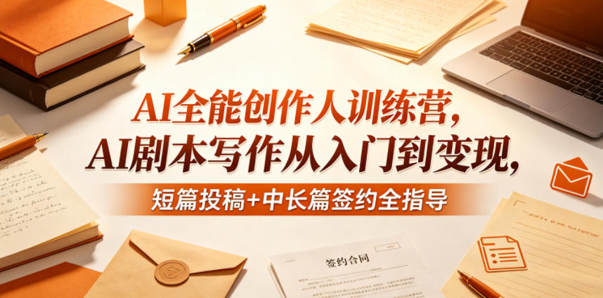 AI全能创作人训练营，AI剧本写作从入门到变现，短篇投稿+中长篇签约全指导 - 来及网络