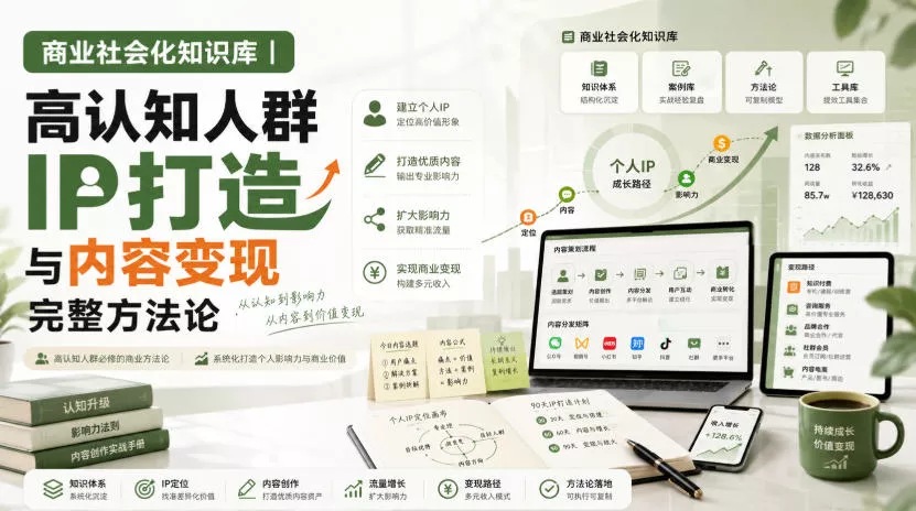 商业社会化知识库｜高认知人群IP打造与内容变现完整方法论【文档】 - 来及网络
