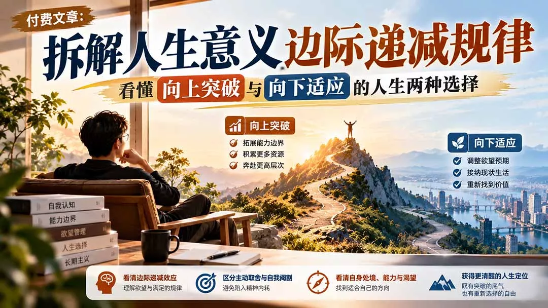 付费文章：拆解人生意义边际递减规律，看懂向上突破与向下适应的人生两种选择 - 来及网络
