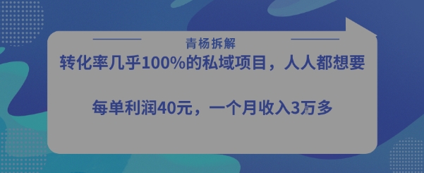 转化率最高的私域项目，每单利润40-50米，月入过1w - 来及网络