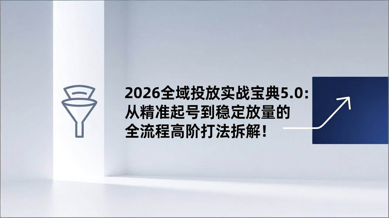 （17156期）2026全域投放实战宝典5.0：从精准起号到稳定放量的全流程高阶打法拆解！ - 来及网络