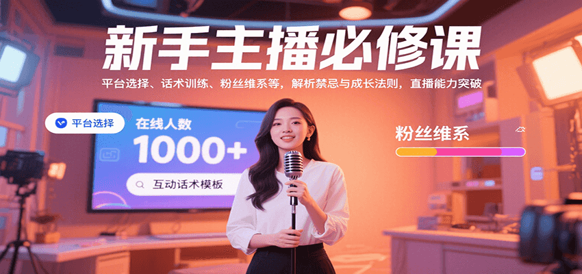新手主播必修课：平台选择、话术训练、粉丝维系等，解析禁忌与成长法则，突破直播能力 - 来及网络