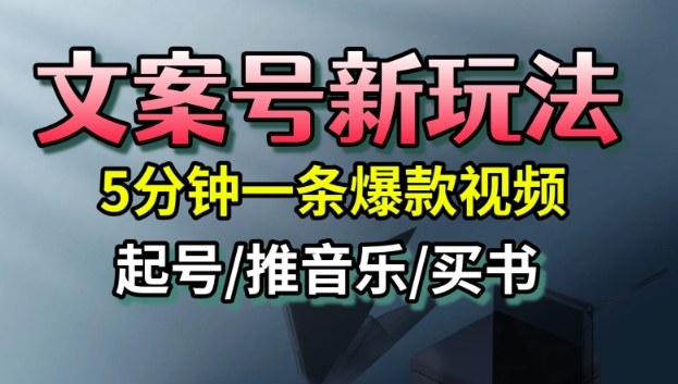 文案号新玩法，5分钟一条爆款视频，流量高，起号快，多方位变现 - 来及网络