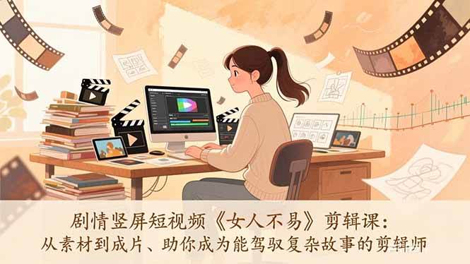 （17305期）剧情竖屏短视频《女人不易》剪辑课：从素材到成片、助你成为能驾驭复杂故事的剪辑师 - 来及网络