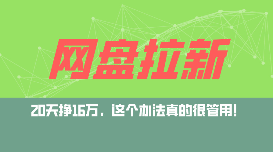 （12294期）网盘拉新+私域运营玩法，零基础入门，小白可操作，当天见效，日入5000+ - 来及网络