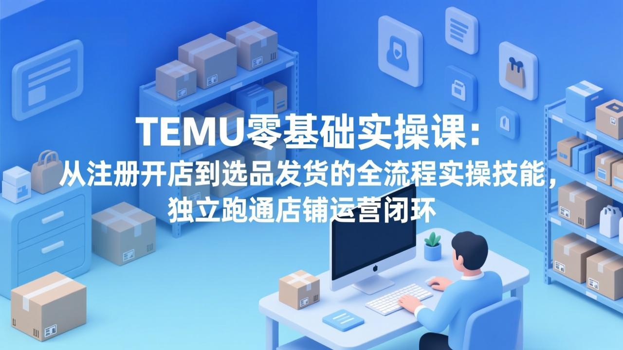 TEMU零基础实操课：从注册开店到选品发货的全流程实操技能，独立跑通店铺运营闭环 - 来及网络