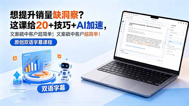 想提升销量缺洞察？这课给 20 + 技巧 + AI 加速，文案戳中客户超简单！【原创双语字幕】 - 来及网络