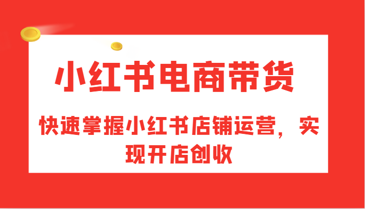 小红书电商带货，快速掌握小红书店铺运营，实现开店创收 - 来及网络