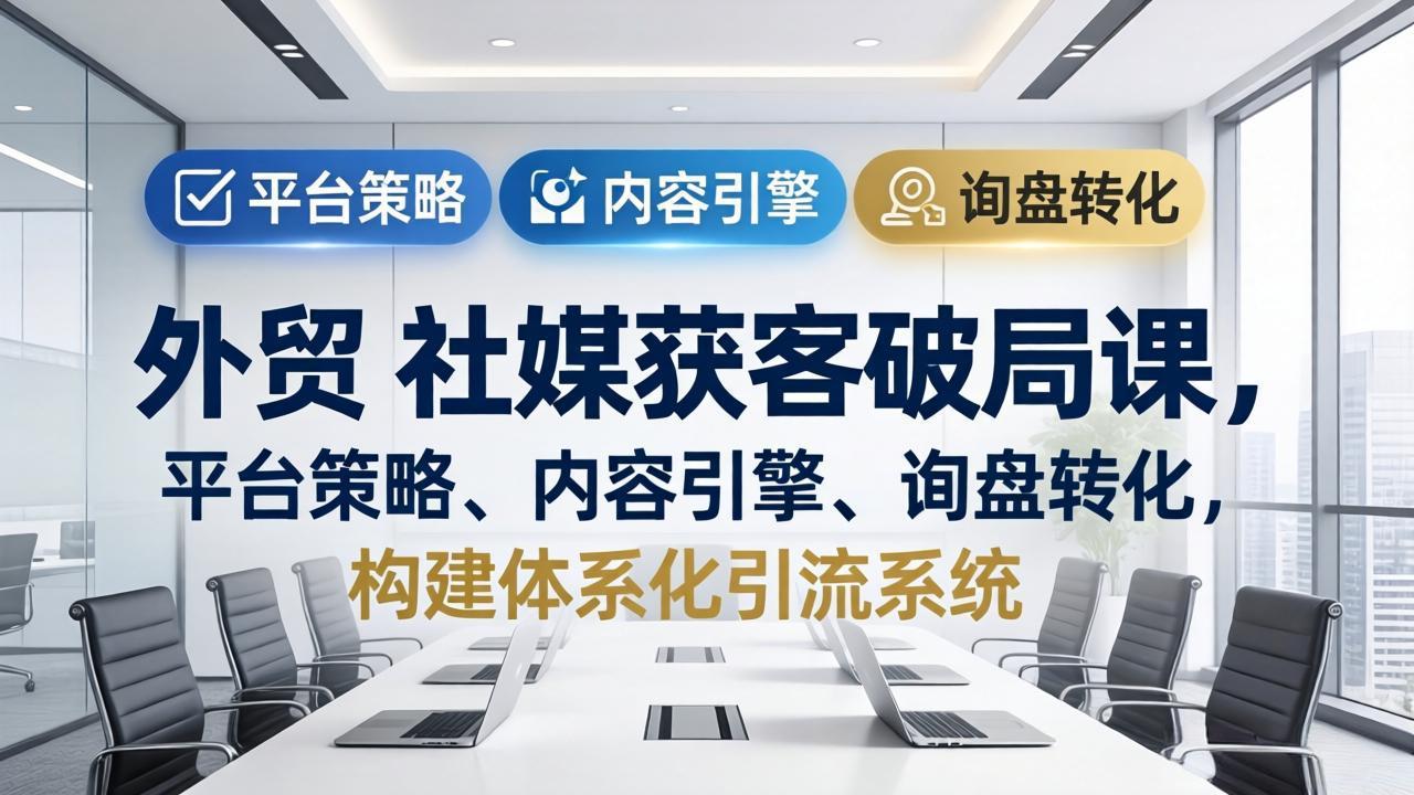 外贸 社媒获客破局课，平台策略、内容引擎、询盘转化，构建体系化引流系统(更新26年3月 - 来及网络