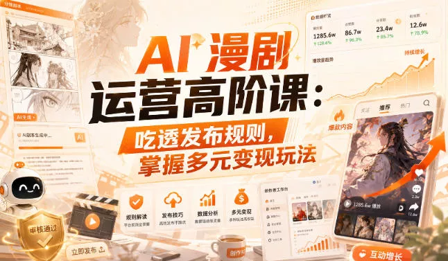AI漫剧运营高阶课：吃透发布规则，掌握多元变现玩法 - 来及网络