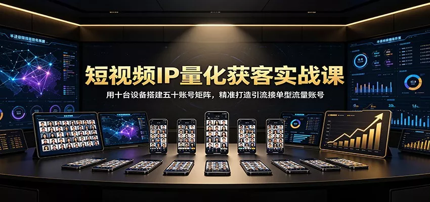 短视频IP量化获客实战课：用十台设备搭建五十账号矩阵，精准打造引流接单型流量账号 - 来及网络