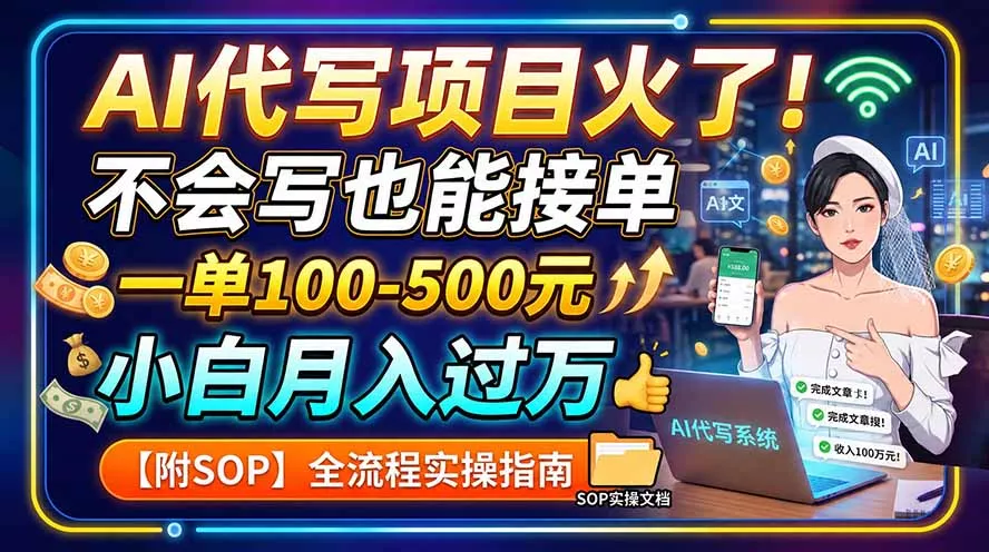 AI代写项目火了！不会写也能接单，一单100-500元，小白月入过万【附SOP】 - 来及网络